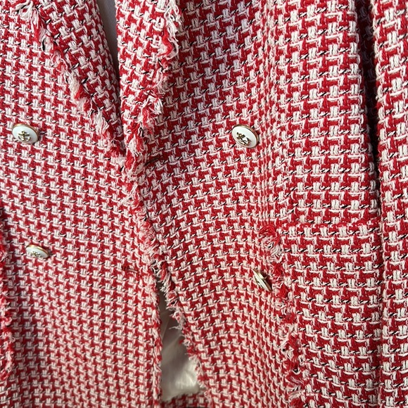 NEW Zara Pink & White Tweed Double Breasted Blazer - Picture 4 of 7